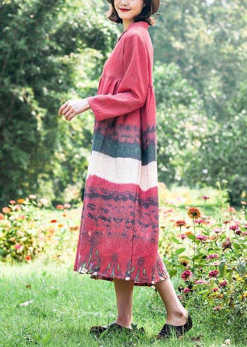 Natural Stand Collar Cinched Quilting Dresses Fashion Ideas Red Print Maxi Dress